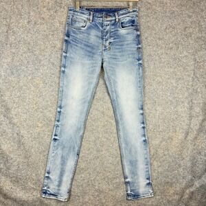 Ksubi Jeans Mens 30x32 Blue Chitch Pure Dynamite Slim Button Fly Whiskered Punk